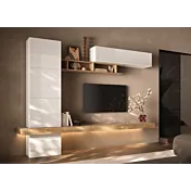 Parete attrezzata moderna, Bianco lucido e Cadiz, L.276