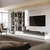 Parete attrezzata con libreria, Rovere grigio e Bianco Zenzero Shop