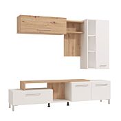 parete con base tv e pensili contemporanea