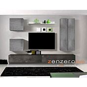 Parete attrezzata moderna prezzi bassi Bianca laccato lucida Beton Ossido soggiorno Zenzero