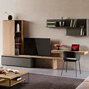 parete con scrivania noce