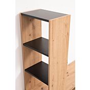 Parete attrezzata Cross, mobile tv con libreria finitura Rovere e Nero