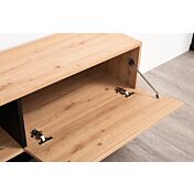 Parete attrezzata Cross, mobile tv con libreria finitura Rovere e Nero