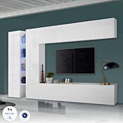 Conveniente e funzionale Parete attrezzata L.280 cm, finitura Bianco lucido