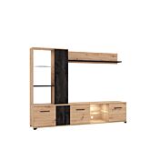 Parete attrezzata di design finitura Rovere e Carbone