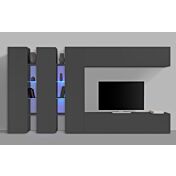 Conveniente Parete attrezzata L.340 cm, finitura Antracite lucido, Made in Italy