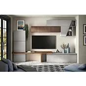 Parete attrezzata 305x40x210 h cm, Gesso e Mercure cannettato, collezione Logica Zenzero Shop