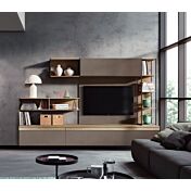 Parete attrezzata stile industry in finitura Bronzo e Rovere decapato