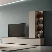 Parete attrezzata Tomasella SKT8, Arena opaco e Rovere moka