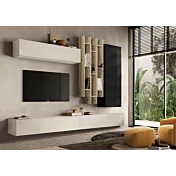 Parete attrezzata 276x30x210 h cm, Cadiz, Cashmere, Nero- Logica Zenzero Shop