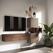 Parete attrezzata di design, moderna L.220 cm, finitura Bronzo e Mercure Zenzero Shop