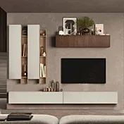 Parete attrezzata 262x40x210 h cm, Cashmere, Cadiz e Mercure cannettato, collezione Logica Zenzero Shop