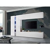 Conveniente e funzionale Parete attrezzata L.280 cm, finitura Bianco lucido