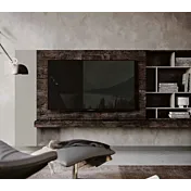 parete sospesa legno bruciato