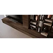 parete con librerie noce