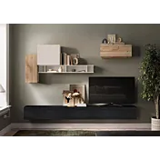 Parete Attrezzata 276x30x210 h cm, Nero frassinato, Cashmere e Cadiz- collezione Logica Zenzero Shop