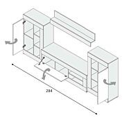 Soggiorno completo in offerta, finitura Rovere nodi e Bianco opaco