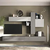 Parete attrezzata 276x30x210 h cm, Ardesia, Gesso e Piombo, collezione Logica Zenzero Shop