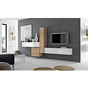 Composizione a parete bianco lucido con cubo e pensile cadiz