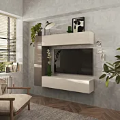 Parete attrezzata 167x30x180 h cm, Bronzo e Cashmere, collezione Logica Zenzero Shop