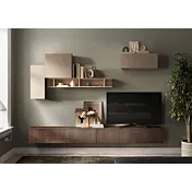 Parete Attrezzata 276x30x210 h cm, Cadiz, Argilla e Mercure cannettato, collezione Logica Zenzero Shop