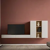 Parete attrezzata SKT11 Tomasella, Ghiaccio laccato e Rovere sabbia