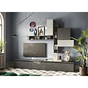 parete grigia con cassetti