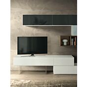 Parete attrezzata Alef in finitura Frassinato bianco e Quercia brown