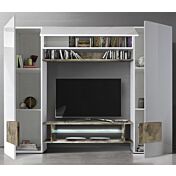 Parete attrezzata Bianco Lucido e Beton