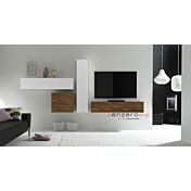Parete attrezzata moderna di design, Noce Dark e Laccato Bianco Lucido - 321x169 cm Zenzero Shop