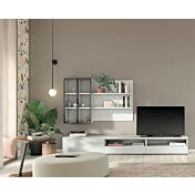 Parete attrezzata con vetrina in finitura Cemento artico