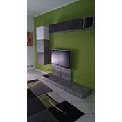 ACQUISTA ANCHE TU Parete attrezzata Bianca Lucida, Beton e Ossido