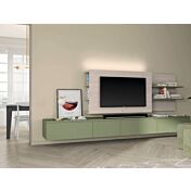 Parete attrezzata con pannelli attrezzati in finitura Noce brina e Oliva