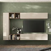 Parete attrezzata 223x30x195 h cm, Cashmere e Mercure, collezione Logica Zenzero Shop