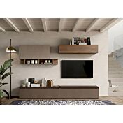 Parete attrezzata moderna di design, finitura Argilla, Bronzo e Mercure