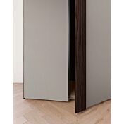 Armadio con vano Tv, 6 ante battenti e 3 cassetti in Grigio seta e Noce moro