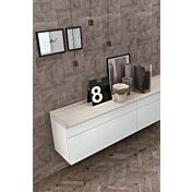 Madia sospesa 2 cestoni e 2 cassetti, finitura materico Madreperla e Bianco gesso