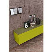 Madia sospesa 2 cestoni e 2 cassetti, finitura Verde muschio e Oliva