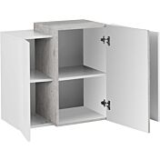 Pensile sospeso Cemento e Bianco lucido con 3 ante