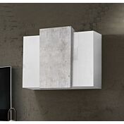 Pensile sospeso Cemento e Bianco lucido con 3 ante