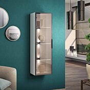 Pensile verticale appeso, finitura Bianco lucido con anta in vetro