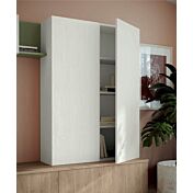 Parete moderna soggiorno, finitura Rovere bianco, Royal oak e Oliva