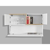 Economico Pensile sospeso con una ribalta e 2 ante in finitura Bianco lucido e Pero