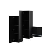 Modulo porta oggetti nero opaco, formato da una mensola e 2 pensili verticali