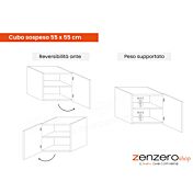 Parete attrezzata 276x40x190 h cm, Gesso, Cadiz e Bianco lucido, collezione Logica