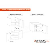 Cubo sospeso con frontale con telaio, disponibile in diverse finiture