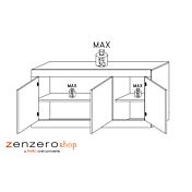 Credenza Moderna, Madia Bianca Lucida con 3 ante in finitura Pero