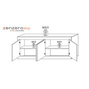 Credenza Moderna, Madia con 4 ante, colore nero e pero