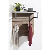 Composizione d'ingresso Industry con Armadio, Panca e Scarpiera, Cemento e Rovere invecchiato