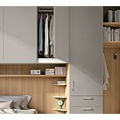 Ponte con libreria e boiserie, Grigio seta e Noce biondo